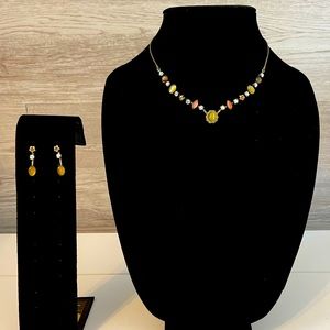 Lia Sophia Necklace and Earring Set - Genuine Mother of Pearl